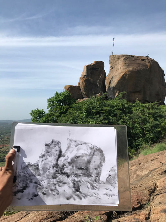ladder in between rocks